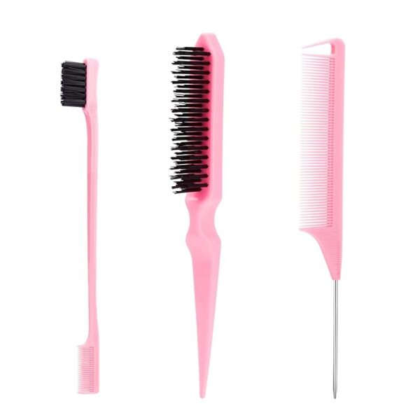 3 Pcs Slick Back Hair Brush, Rat Tail Comb,